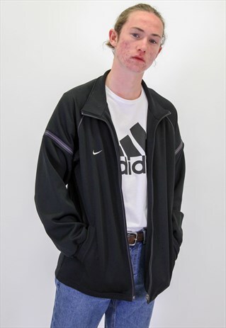 VINTAGE NIKE TRACK JACKET IN BLACK LARGE