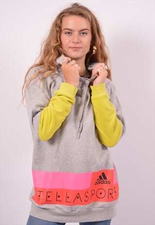 VINTAGE ADIDAS HOODIE JUMPER GREY