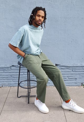 90S SKATER SPORTSWEAR PIGMENT DYED GREEN SHORT SLEEVE TEE