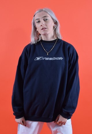 NAVY REEBOK EMBROIDERED SWEATSHIRT