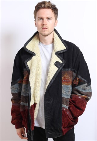 VINTAGE AZTEC FLEECE LINED JACKET