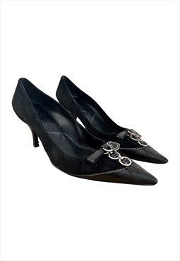 Christian Dior Heels Pointed Toe 38 / 5 Black Romantique