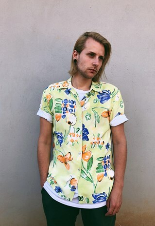 VINTAGE FRUIT PATTERNED FRESH COLORFUL SHIRT