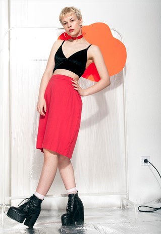 VINTAGE SKIRT 90S HIGH-WAISTED CORAL PENCIL SKIRT