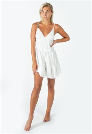 GLE MINI RUFFLE DRESS IN WHITE