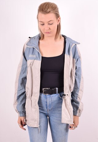 COLUMBIA WOMENS VINTAGE HOODIE JACKET MEDIUM BEIGE 90S