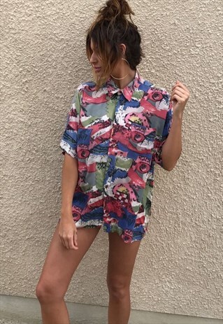 PATTERNED OVERSIZED RETRO VINTAGE UNISEX FESTIVAL SHIRT