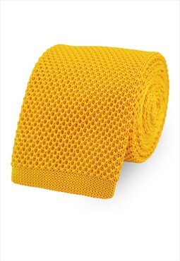 Wedding Handmade Polyester Knitted Tie In Mustard Yellow