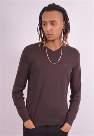 VINTAGE POLO RALPH LAUREN JUMPER SWEATER BROWN