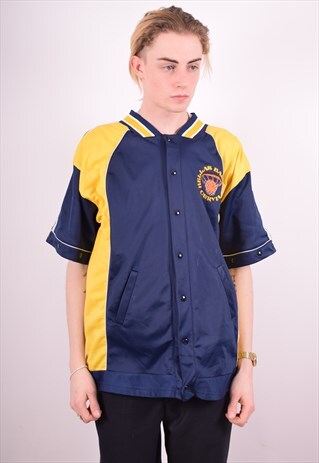 MENS VINTAGE JERSEY TOP LARGE NAVY BLUE 90S