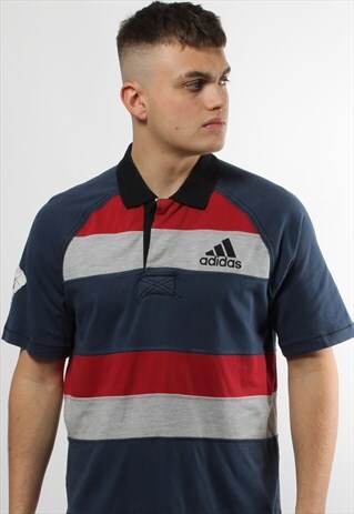 VINTAGE ADIDAS STRIPED POLO SHIRT