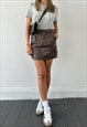 VINTAGE CARGO SKIRT 90S BROWN PURE COTTON MINI UTILITY W30