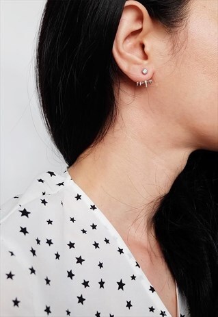 TWO WAY SPIKE JACKET EARRINGS WOMEN STERLING SILVER EARRINGS