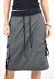 VINTAGE Y2K CARGO MIDI SKIRT IN GREY