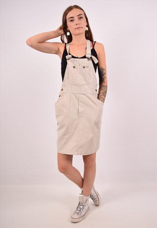 VINTAGE LEE DENIM DUNGAREES DRESS GREY