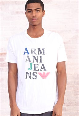 Vintage Armani Big Print Logo T-Shirt White