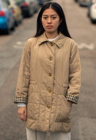 AQUASCUTUM PADDED JACKET WITH THE CHECK LINING IN BEIGE