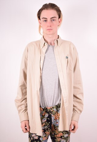DOCKERS MENS VINTAGE SHIRT XL BEIGE 90S