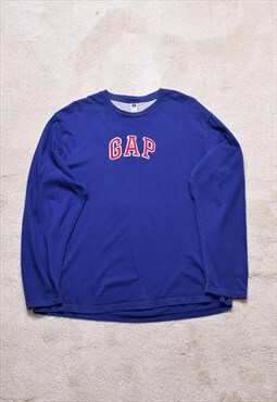 Vintage Gap Blue Spell Out Embroidered Top