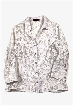 Vintage Mesh Floral Patterned Shirt-Blouse White XS