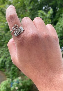 Ankh Key of Life Spiral Sterling Silver Ring with Cartouche