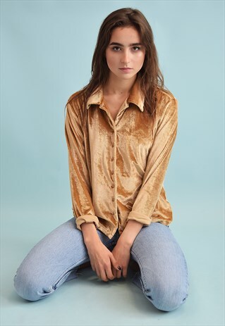 90'S RETRO VELVET SHIMMER FESTIVAL BLOUSE TOP