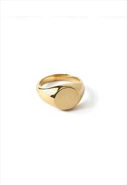 54 Floral Circle Face Signet Ring - Gold
