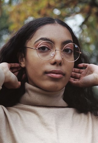 ROSE GOLD CLEAR LENS ROUND GLASSES