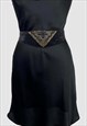 70'S GOLD SILVER BLACK BEADED ART DECO KIMONO BELT
