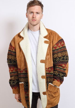 VINTAGE AZTEC FLEECE LINED JACKET
