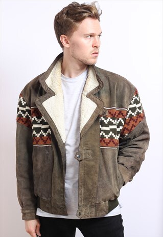 VINTAGE AZTEC FLEECE LINED JACKET