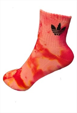 Hand Dyed Adidas Ankle Sock - Red 1 pair 