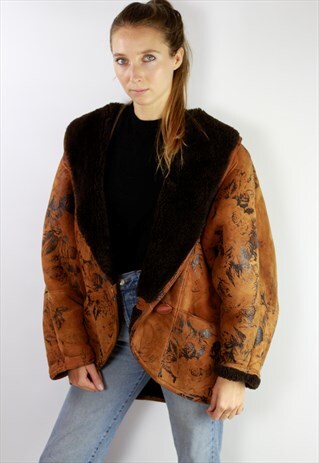 VINTAGE 80S SHEARLING / SHEEPSKIN COAT BROWN WOMEN