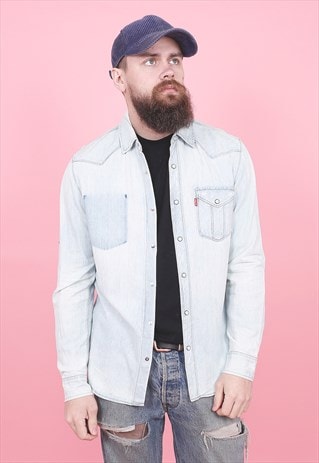 VINTAGE LEVI'S BLUE DENIM SHIRT /R8422