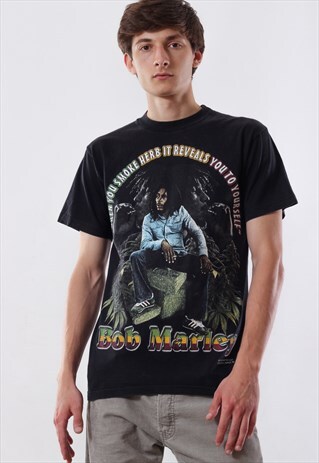VINTAGE BOB MARLEY BAND GRAPHIC TEE 90S BLACK