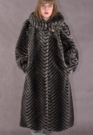 AVANT GARDE, OVERSIZED, LONG, FAUX FUR COAT FROM THE 80S