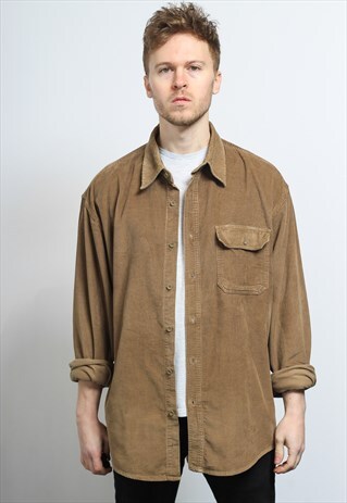 VINTAGE CORDUROY CORD SHIRT BROWN