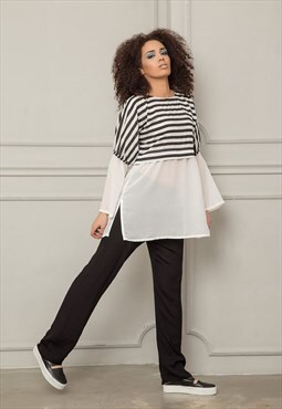 Classic trousers in straight leg fit from light chiffon 