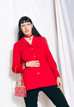 Vintage Jacket 70s Red Minimalist Spring Coat