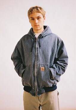 Vintage Carhartt Active Hooded Jacket Men's Navy Blue