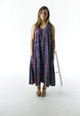 FLORAL PLEATED DRESS / COTTON SUMMER DRESS