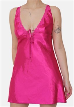 Bright pink slip nightgown dress