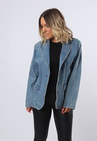 DENIM JACKET OVERSIZED FITTED BLAZER UK 12 (MTJ)