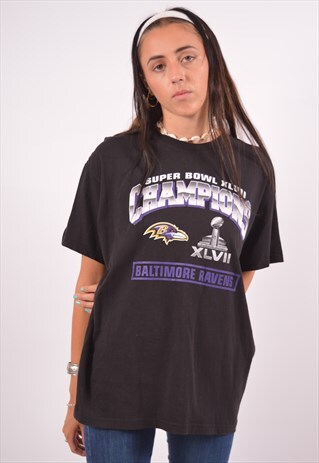 VINTAGE SUPER BOWL T-SHIRT TOP BLACK