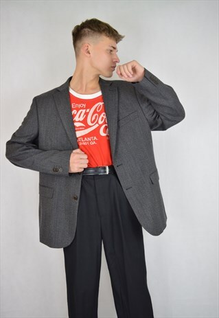 VINTAGE OVERSIZE WOOL GREY RAVE BLAZER