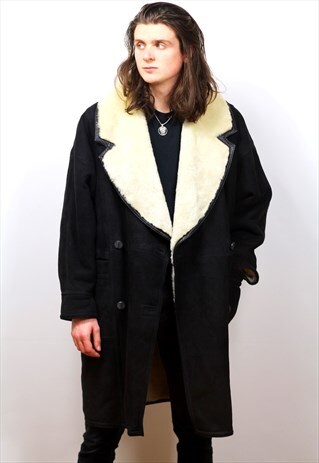 1980'S VINTAGE LONG LENGTH SHEEPSKIN SHEARLING COAT