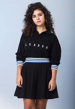 FLARED SKIRT WAISTBAND BLUE AND WHITE STRIPED