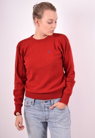 POLO RALPH LAUREN WOMENS VINTAGE JUMPER SWEATER MEDIUM RED 9