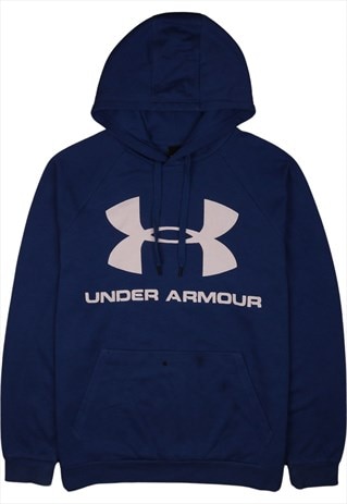 Vintage 90's Under Armour Hoodie Pullover Spellout Blue