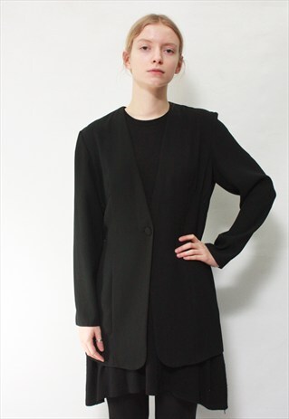 VINTAGE 90' BEAUTIFUL ELEGANT BLACK LONG JACKET